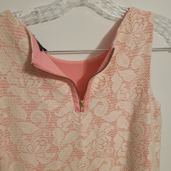 H&M | Women's Pink and White Lace Sleeveless Mini Dress or Tunic Top (Size XS) - Picture 12 of 15